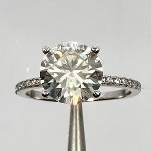 Moissanite Diamond Engagement Ring 2 Ct Brilliant 18K Finish GRA Size 9.5